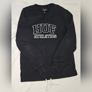HUF Athletics Mens Black Crewneck Sweater Sz L